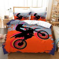 Dirt Bike Bedding Set Pure Color White Yellow Green Brushed Polyester Duvet Cover Set King Queen Twin Double Single Size 3Pcs EU Single 135x200cm