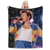 H-Harry Styles  Plush Blankets Boy Girl  Flannel Throw Blanket For Couch Bed Super Soft Design Quality Bedspread Birthday Gift 100x150cm