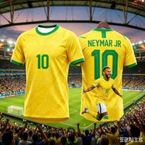 Kids Brazil Soccer T-Shirt Neymar #10 Geometric Pattern Player Portrait Breathable Quick Dry Training Tee Fan Sport Top Men Wome L