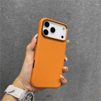Magnetic Leather Case For iPhone 17 Pro Max 17 Ari For MagSafe Luxury Silicone Border Protect Back Cover With Ai Button Bumper iPhone17 Pro Max oranžinė