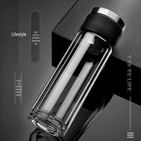 Transparent Smart Water Cup: Double-Layer Glass Tea Infuser with Temperature Display and Insulated Tea-Water Separation for Men 300ml juoda