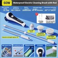 Akvariumo elektrinė valymo mašina Daugiafunkcinis ilgo kotelio elektrinis valymo šepetėlis IPX8 atsparus vandeniui Akvariumo valiklis Lithium Cleaning Brush 100W blue