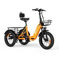 PVY F20 Foldable Electric Tricycle, 48V 21Ah Battery,for Seniors & Cargo Hauling oranžinė