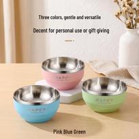 Dvigubo sluoksnio nerūdijančio plieno kūdikio dubenėlis: Apsauga nuo nudegimo, apsauga nuo kritimo, izoliuotas dizainas kūdikiams ir mažiems vaikams Thickened Stainless Steel 420ml beige