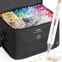Ohuhu Illustration 200 201 Pens Tips and One Professional for Blender Art Supplies Oahu Series Markers, Colors, (Two Tip), Grade, Alcohol-Based,