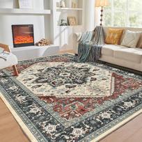Luxurious Elegant Classical Style Rug Non-Slip Living Room Carpet Sofa Mat Bedroom Floor Covering Traditional Home Decor Mat 40X60CM