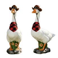 14inch Tall White Geese Figurines with Bandana & Hat Realistic Large Porch Goose Statue for Patio Balcony Or Front Porch Decor China Mainland