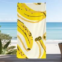 Hand Drawn Banana Beach Towel, Soft Microfiber Quick Dry Oversized Bath Towel, Fruit Summer Pool Blanket 27x55inch 70x140cm&1pc