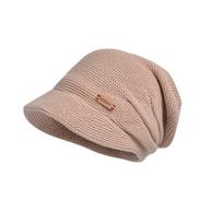 Žieminė stora skrybėlė moteriškai kepuraitei lauke, šiltas dangtelis plataus krašto skrybėlė Ausų apsauga Madingos kepurės po gimdymo One Size beige