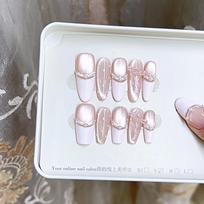 Pure Hand-wearing Armor New Style Fragrant Grandma Three-dimensional Pink Butterfly Light-chasing Cat Eye Temperament Nail Art Patch extra small xs
