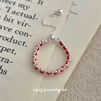 Cuiyan Shijie S925 Silver Korean Style Red Rope Drawstring Ring - Simple Handmade Women's Woven Jewelry
