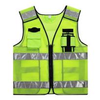 Men's Multi-Pocket Reflective Safety Vest for Traffic, Ride-Hailing, and Sanitation Duty fluorescencinė žalia spalva