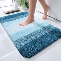 Kitinjoy Didelis neslystantis vonios kilimėlis, atsparus nešvarumams dušo padėklas, grindų dekoras, pliušinis kilimas, itin minkštas, sugeriantis vonios kilimėlis 41X61cm povo mėlyna spalva