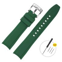 20mm Watch Band for Omega X Swatch Strap for Seamaster 300 for Citizen 22mm Men Women Rubber Silicone Curved End Wrist Bracelet 20mm žalia