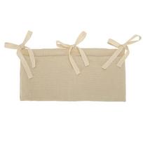 Baby Crib Storage Bag Cotton Double Pouch Newborn Bed Headboard Organizer for Kids Baby Bedding Diaper Toys Bag chaki