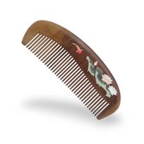Mandarin Duck Bamboo Comb: Painted Lacquer Art for Hair Care and Small Gift.