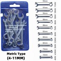 10pcs Mini Mini Spanner Wrenches Set British/Metric Type Wrenches  Single Vehicle Maintenance blue is metric type