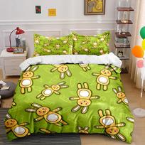 Cartoon Rabbits And Carrot Background Print Bedding Set 1 Duvet Cover 2 Pillowcases For Adult And Children Luxury Gift Full Size EU Twin 135X200cm&set