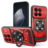 Heavy Duty Armor Case For Xiaomi 15T Pro Mi 15T 5G Protective Cover Ring Stand Holder Fundas Coque Capa xiaomi 15T Pro raudona