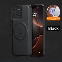 Belaidžio įkrovimo magnetinis dėklas Motorola Edge 60 Pro Moto Edge 60 Neo Fusion Apsauginis dangtelis PU odos kietas korpusas Motorola Edge 60 Neo juoda