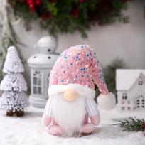 Christmas Decor Plush Santa With Glitter Finish For Holiday Celebration Pink  Male
