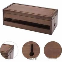 Wooden Desktop Cable Management Box - Solid Wood Wire Organizer and Concealer Inner Box Size: 39x14.5x17.5 cm (Approx. 700g) ruda