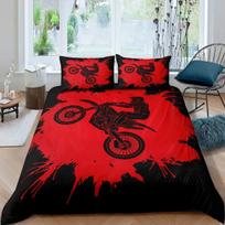 Dirt Bike King Queen Duvet Cover Motocross Sports Bedding Set Motorcycle Quilt Cover Youth Cool Black White Soft Comforter Cover EU single(135x200cm)