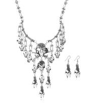Horror Skull Pendant Necklace With Gothic Silver Finish For Halloween Party Wear sidabras