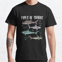 0530 Types Of Sharks Gift for Shark Lover Short Sleeve t shirt Vintage Graphic Tee 100 cotton printed clothes All size Tops S