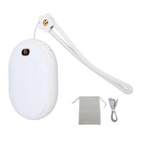 USB Hand Warmer LED Display 2 Temperatures Double Sided Heating 10000mAh Power Bank Pocket Heater 2A balta