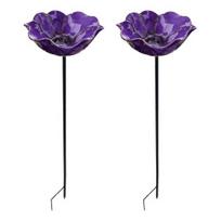 2 vnt. gėlės kuolas paukščių vonelė metalinis gėlių sodo kuolas lauko 2pcs violetinė