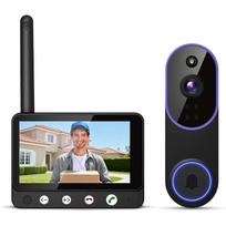 HD video doorbell with portable indoor monitoring screen, 1080P wireless doorbell camera kit, AI human detection, two-way audio, night vision