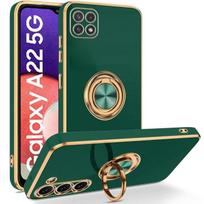 Case - BOOLING - for Samsung Galaxy A22 5G - Shockproof - Night Green - Rotating Ring Stand žalia