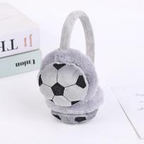 Žieminiai ausinės berniukams futbolo stiliumi - Šiltos pliušinės ausų movos lauko žaidimams sniege. One Size pilka spalva