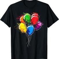 Balloons Painting Art Colorful Motif Artwork T-Shirt S juoda