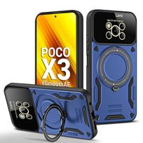 Skirtas Xiaomi Poco X3 NFC dėklas Magsafe magnetiniam belaidžio įkrovimo dėklui PocoX3 X3 X 3 Pro žiediniam stovui telefono galinis dangtelis For Poco X3 mėlyna