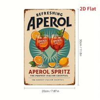 2D Flat, Vintage Aperol Spritz Logo Metal Wall Art Sign - 8x12 Inch Italian Branding Plaque with Iconic & Design for Home Decor 20x30cm（7.8x11.8inch）