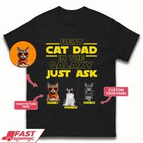 Personalised Best Cat Dad In The Galaxy Mens T-Shirt Womens Tops Tees M