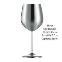500ML 304 Nerūdijančio Plieno Vienas Sluoksnis Taurė Raudonojo Vyno Stiklinė Metalinės Taurės Šampano Taurės Vario Dengtos Barui Restoranui 520-530ml gray
