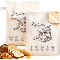 Beeswax-Lined Bread Bags, Reusable for Homemade & Sourdough Bread, Large 13''×17'', Zipper Seal for Moisture Lock & Long-Lasting Freshness (Style 1) Pack of 2
