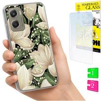 Etui Do Motorola Moto G06 / G06 Power Obudowa Case Plecki Kwiaty + Szkło