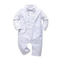 Berniukų ilgomis rankovėmis kūdikio bodis ir krikšto suknelė – Pavasario/Rudens kūdikio apranga 90 (9-12 months, 0.2 kg) balta