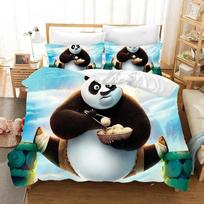 Antklodės užvalkalas Pagalvės užvalkalas Kung Fu Panda Lovos patalynės komplektas Berniuko Mergaitės Miegamojo Dekoracija Vaikams Viengulis Dvigulis Didelis Dydis 135x200cm