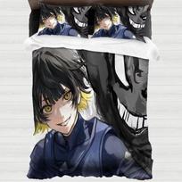 Anime Japonų Blue Lock Vaikų patalynės komplektas, Futbolo berniuko miegamojo dekoras Lova Mikropluošto antklodės užvalkalas ir pagalvės užvalkalas 75*50cm 70x133cm 2pcs&Duvet Cover gray