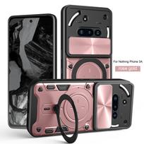 Protective Cover For Nothing Phone 3a Case With Ring Stand Holder Lens Protection Fundas Coque Capa Nothing Phone 3a rožinio aukso spalvos