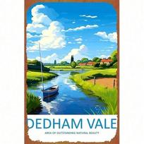 Vintage Dedham Vale Landscape Metal Wall Art Poster for Bar Gift