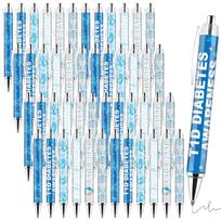 48 Pcs Diabetes Awareness Pens Type 1 Diabetes Awareness Ballpoint Pen Light Blue And Grey Ribbon Retractable Pens For Awareness 1