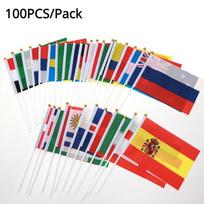 100PCS/Pack Hand Hold Flag 2024 Europe Football Game Handheld Mini Flag Nations Flag for Soccer Events Fans