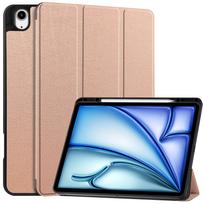 For iPad Air 13 M3 M2 Pro 12.9 2018 with Pencil Holder-[Tri-fold Stand + Auto Wake/Sleep], Premium PU Leather Case Shockproof For iPad Air 13 M2 rožinio aukso spalvos