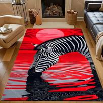Raudonas Zebras Geriamojo Vandens Spaudinio Kilimas Miegamajam Svetainei Lovos Šonui Sofai Grindų Kilimėlis Modernus Namų Dekoras Plotinis Kilimas Didelis Dydis 40x60cm